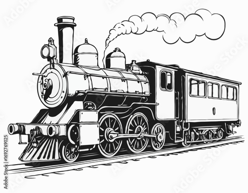 Steam Locomotive hand drawn sketch Vector illustration Transport