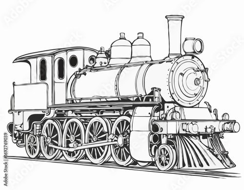 Steam Locomotive hand drawn sketch Vector illustration Transport