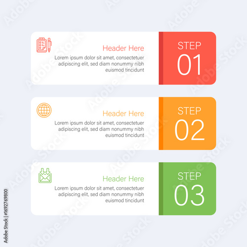 Three Step Process Infographic Template – Modern Workflow Diagram for Business, Education, and Marketing
