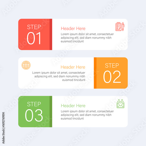 Three Step Process Infographic Template – Modern Workflow Diagram for Business, Education, and Marketing