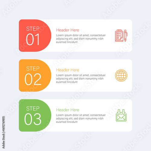Three Step Process Infographic Template – Modern Workflow Diagram for Business, Education, and Marketing