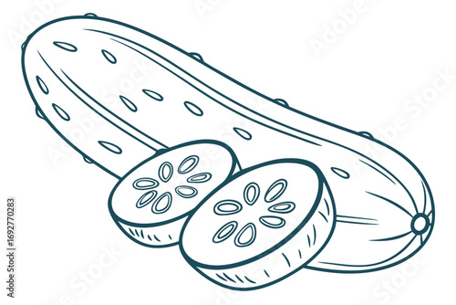 Clean outline of a pickle slice with vibrant colors