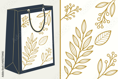 Elegant product packaging mockup with botanical elements