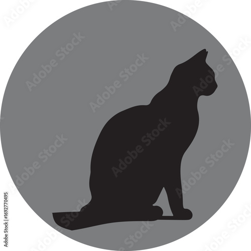 Silhouette of a Cat Sitting in a Circle