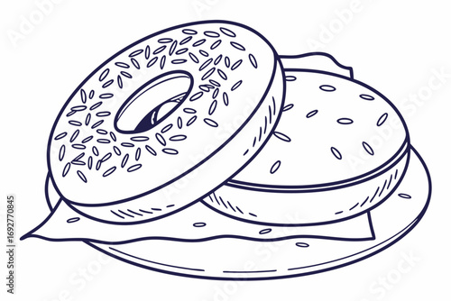 Simple illustration of a bagel with seeds and a hole