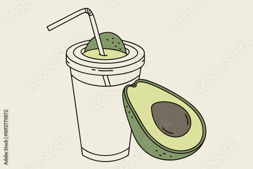 Minimalist avocado smoothie cup advertisement banner
