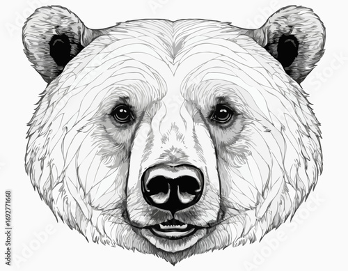 Beautiful realistic bear portrait hand drawn engraving sketch Vector illustration.