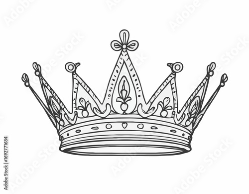 Diadem crown queen sketch hand drawn vintage Vector illustration.