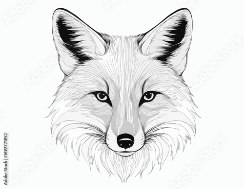 Beautiful fox sketch hand drawn Vector illustration Wild animals
