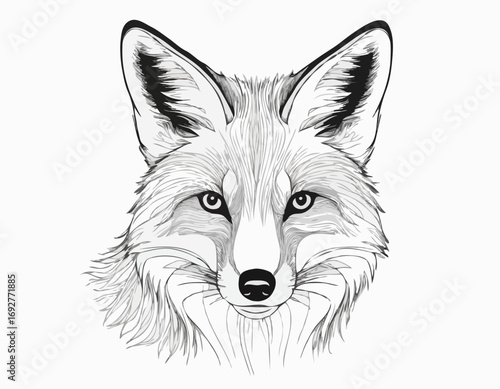 Beautiful fox sketch hand drawn Vector illustration Wild animals