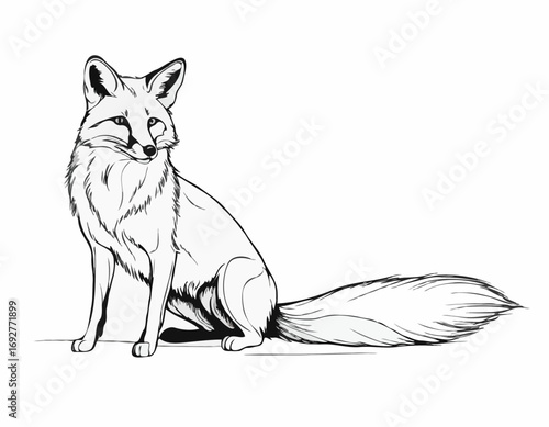 Beautiful fox sketch hand drawn Vector illustration Wild animals