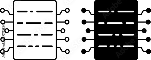 Digital Data Icons. Black and White Vector Illustration. All Information Transmitted Through Technological Devices. Information Technology Concept