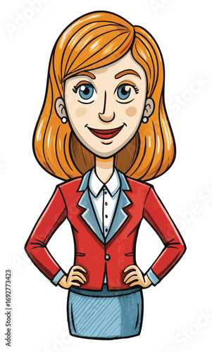 Cartoon female executive with hands on hips