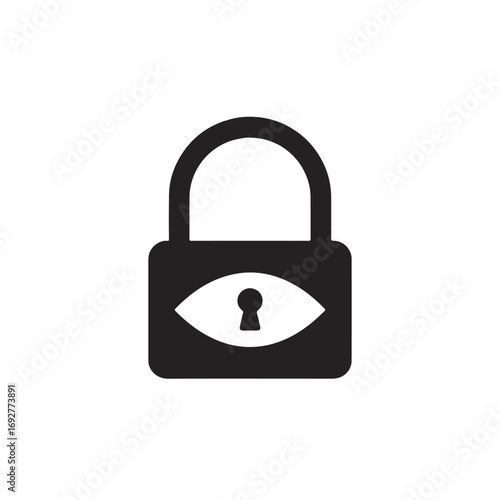 Data Privacy Lock Icon - Minimal Line-Art Vector with Hidden Eye Symbol for Confidentiality and Information Security