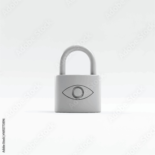 Data Privacy Lock Icon with Hidden Eye Symbol Vector, Representing Confidential Information Protection and Digital Security, Minimal Line Art Design