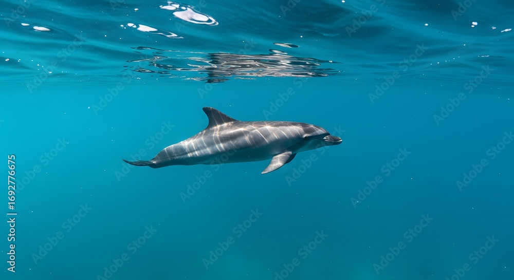 Fototapeta premium Dolphin underwater profile view
