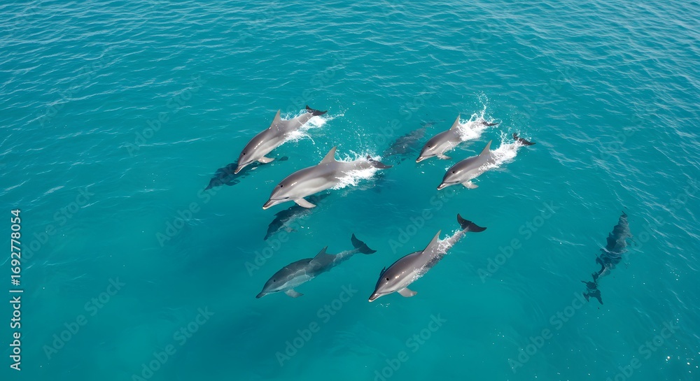 Obraz premium Dolphins playing in ocean