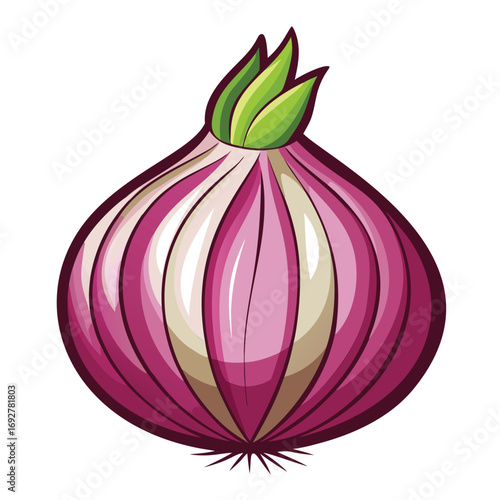 Cartoon illustration of a red onion