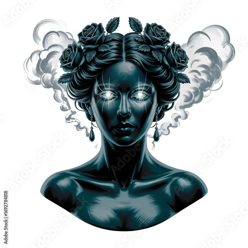 Dark Medusa Mythology Character Fantasy Face PNG Illustration
