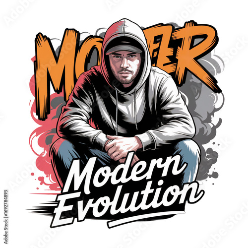 Modern Evolution Urban Streetwear Hoodie Man PNG Illustration