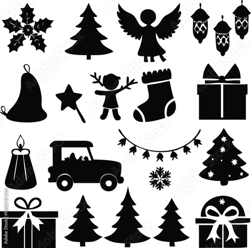 Christmas icons File, Christmas gift box icons, Christmas bells File ,Christmas Icons Sheet 