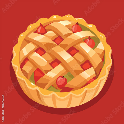 A golden delicious apple pie with a lattice crust