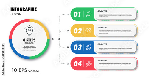 4 steps infographic template minimalistic trendy style for presentation, banner, flow chart, info graph, web site, diagram, workflow layout, vector 10 eps