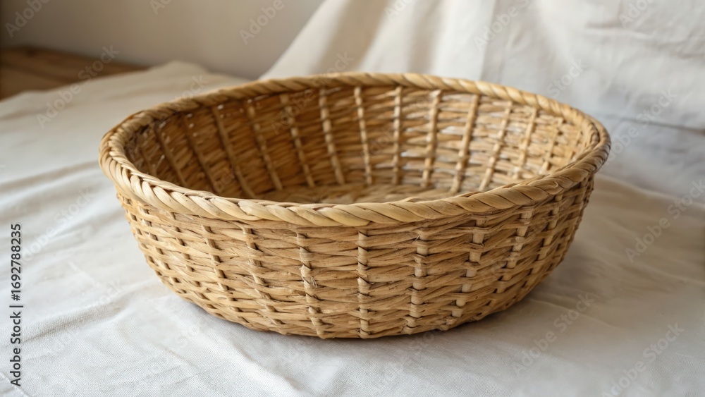 Obraz premium Natural woven basket with rustic texture for decorative use in home settings
