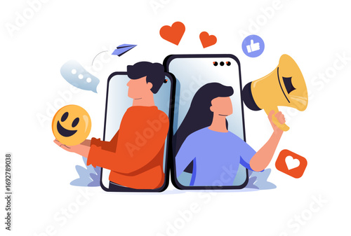 Post engagement abstract concept vector illustration. Social media posting, create engaging post, generate engagement