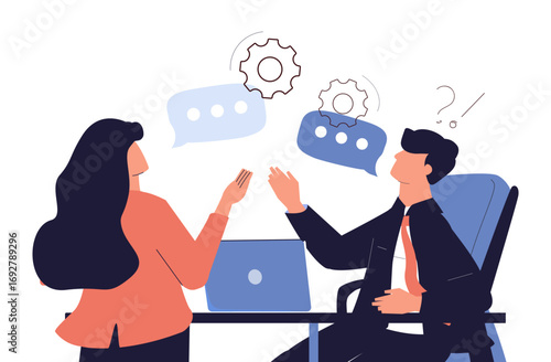 Interviewing a candidate abstract concept vector illustration. Professional HR manager has job interview with candidate