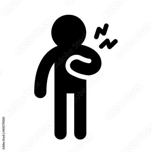 Disease and symptom solid style icon. Chest pain