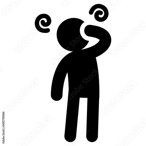 Disease and symptom solid style icon. Dizziness