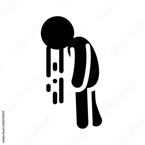 Disease and symptom solid style icon. Vomiting