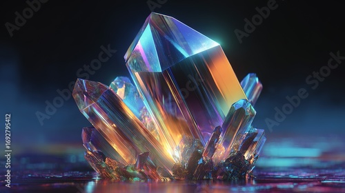 A cube with a blue center and orange and red sides