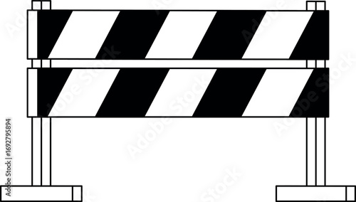 Double safety road barrier black-and-white