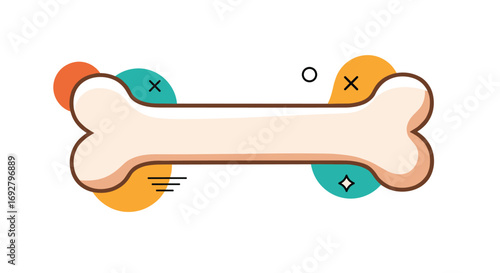 Fun and whimsical bone shape with abstract colorful shapes for pet lovers celebration