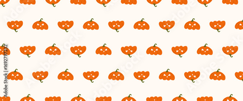 doodle pumpkin pattern. Halloween background for textiles, posters, cards