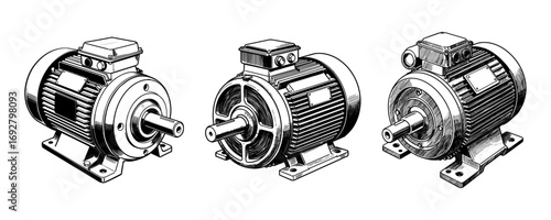 Industrial AC Electric motor - Vintage Engineering Engraving Set