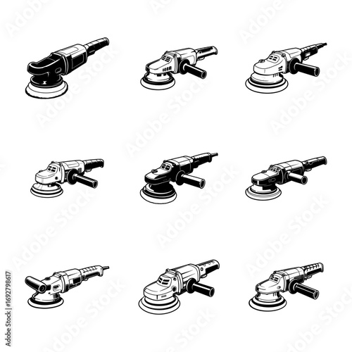 Car Polisher Buffer - Auto Detailing Tool Graphic Illustration Set