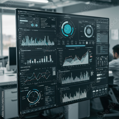 AI powered dashboard displays real time data streams, analytics, and charts, making it look informative and valuable for user