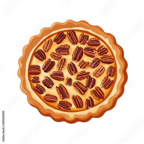 Pecan Pie, flat style 2D vector image, isolated on a white background