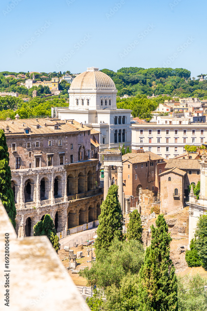 Fototapeta premium Rome Italy roofs church architecture. Italian old Italian houses