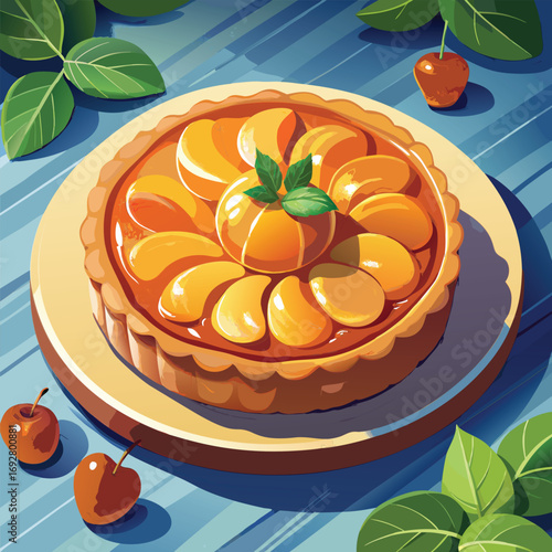 Peach Tart on a Table
