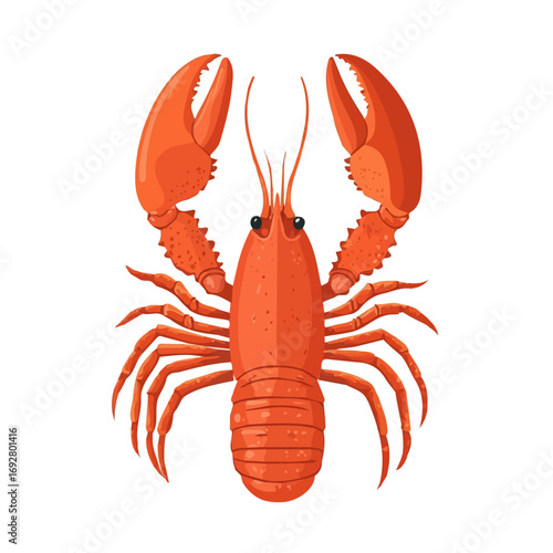Flat 2D Lobster Thermidor illustration, vector graphic in icon style, on white background