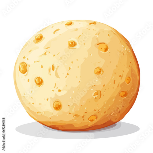 Flat 2D Pao De Queijo illustration, vector graphic in icon style, on white background