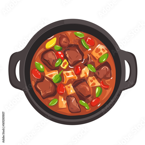 Ropa Vieja, flat style 2D vector image, isolated on a white background
