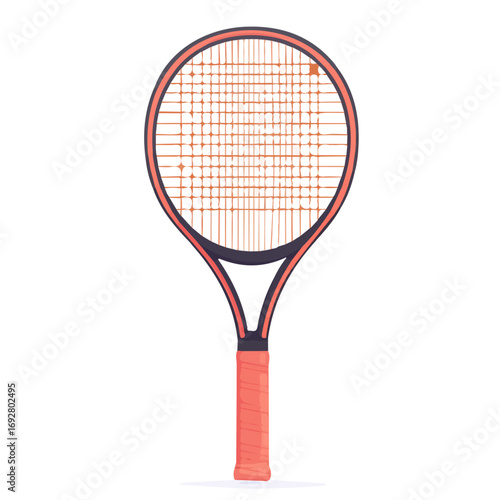 Minimal flat vector of a Tennis Racket, 2D icon-style illustration on white background