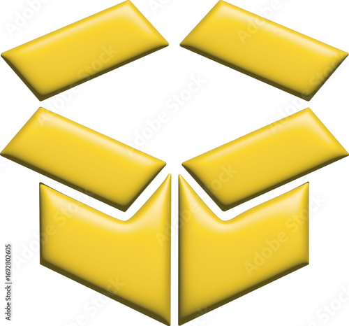 3D Abstract Yellow Open Box Illustration