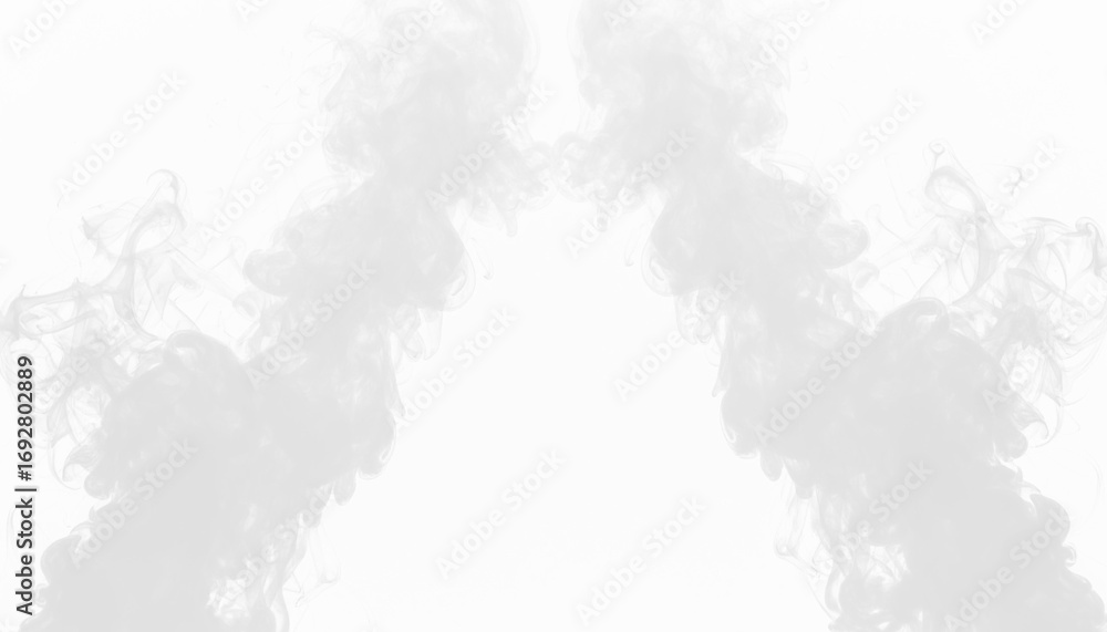 Fototapeta premium PNG of white smoke creating light fog around invisible frame, airy vapor haze, soft diffuse mist, abstract smoky element for decorative overlay and creative design use