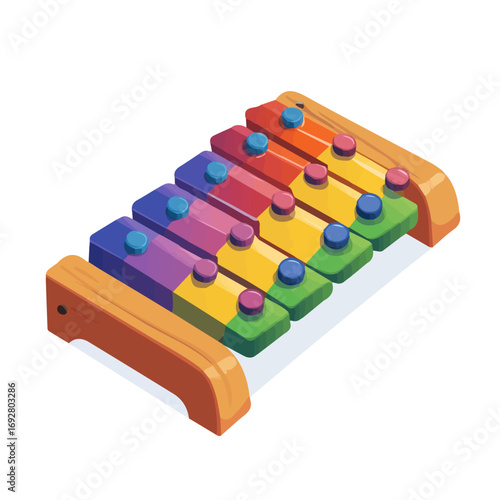 Flat 2D Xylophone illustration, vector graphic in icon style, on white background